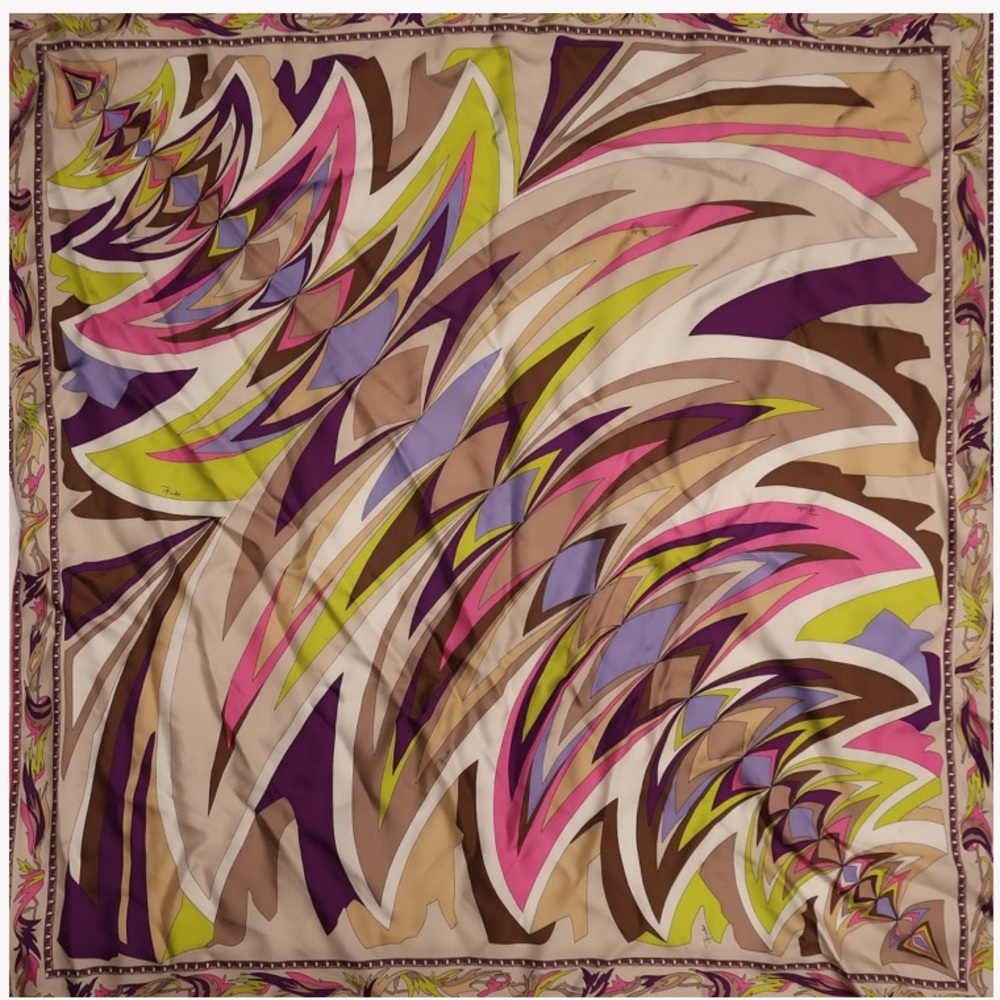 authentic EMILIO PUCCI hand rolled SILK SCARF $650 - Picture 6 of 8